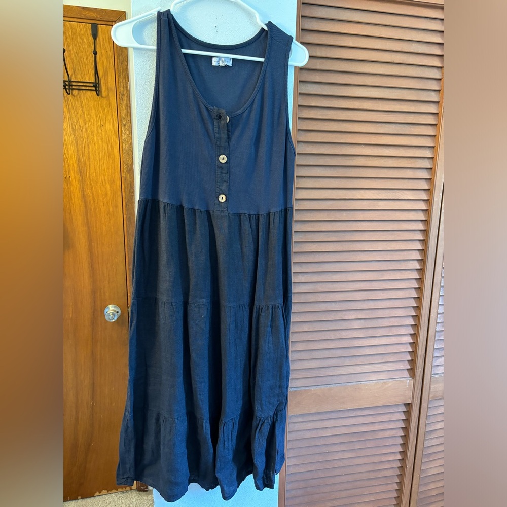 Splendid Iris navy blue linen dress NWOT